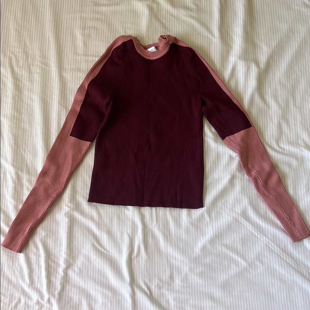 Stylish Women's Burgundy and Pink Top